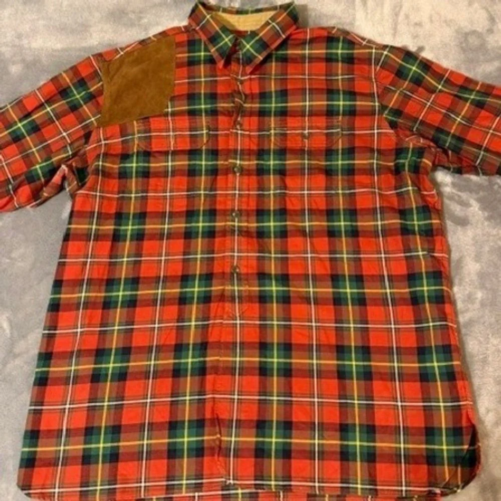 Polo Ralph Lauren Shirt Mens 2XL Red Plaid Cotton Shooting Hunting Chin Strap